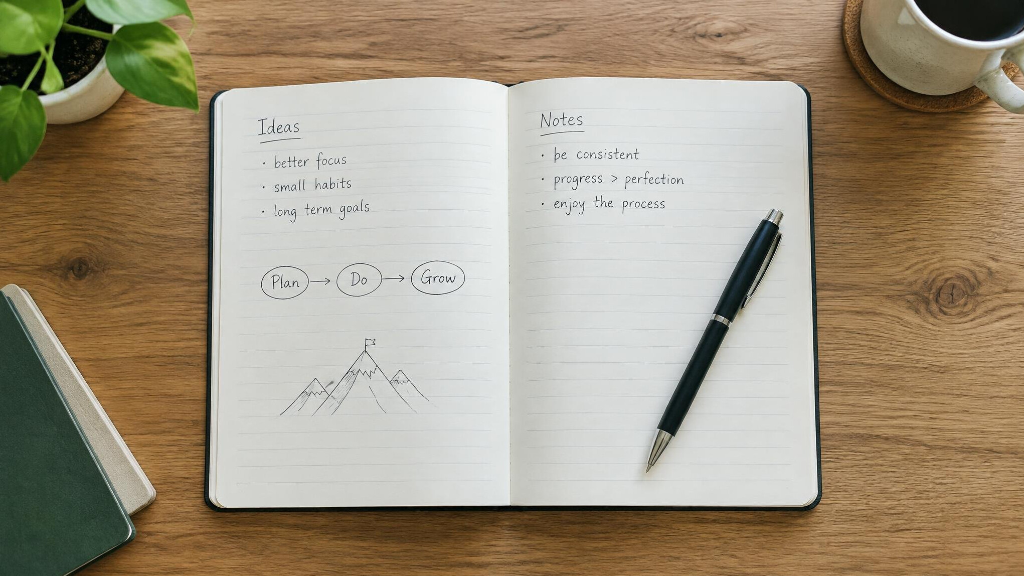 Notebook and pen on a desk for reporting notes