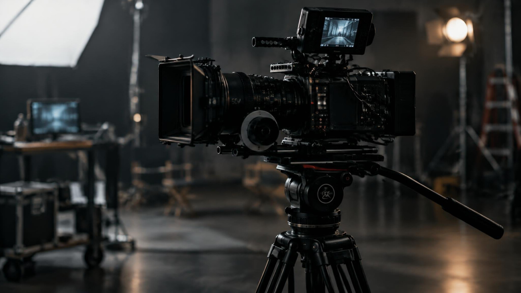 Professional cinema camera on a set